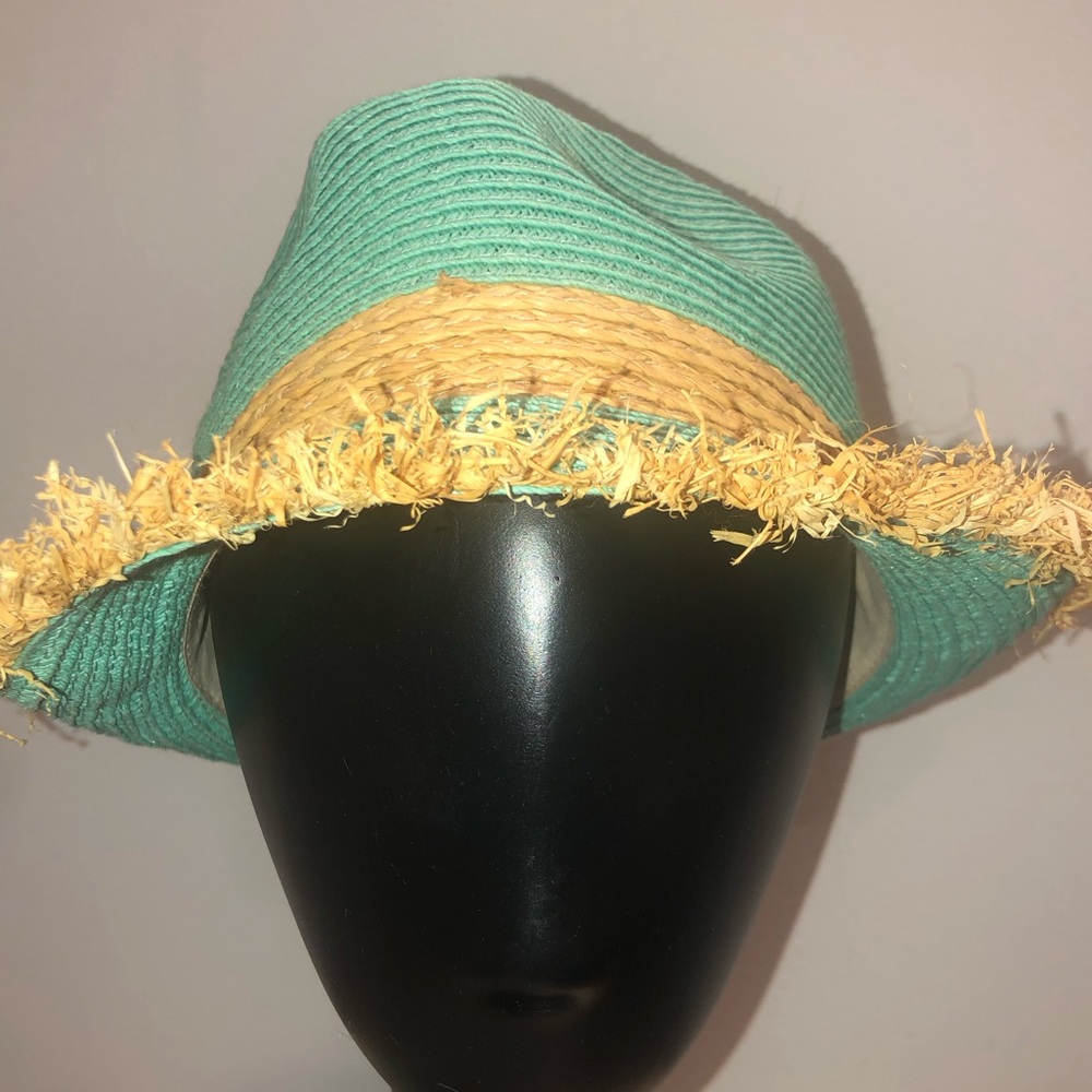 Sun and Sand Turquoise Straw Fedora Beach Hat